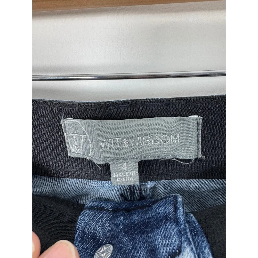 Boho Wit & Wisdom Women 4 Skinny Jeans Blue High Rise Ab-solution Button Fly Raw
